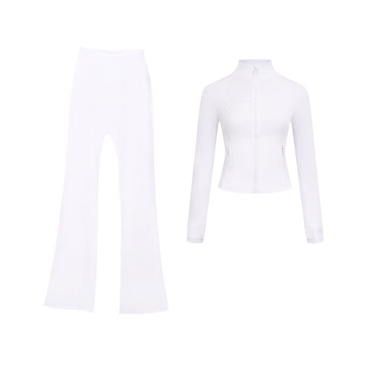 Short DF jacket and wide-leg pants set