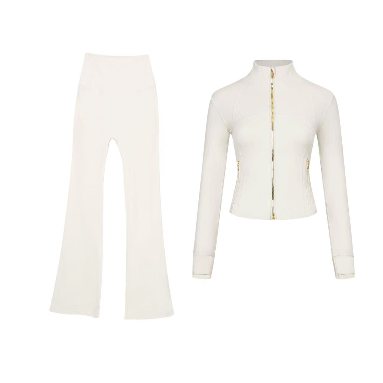 【Gold zipper】Short DF jacket and wide-leg pants set