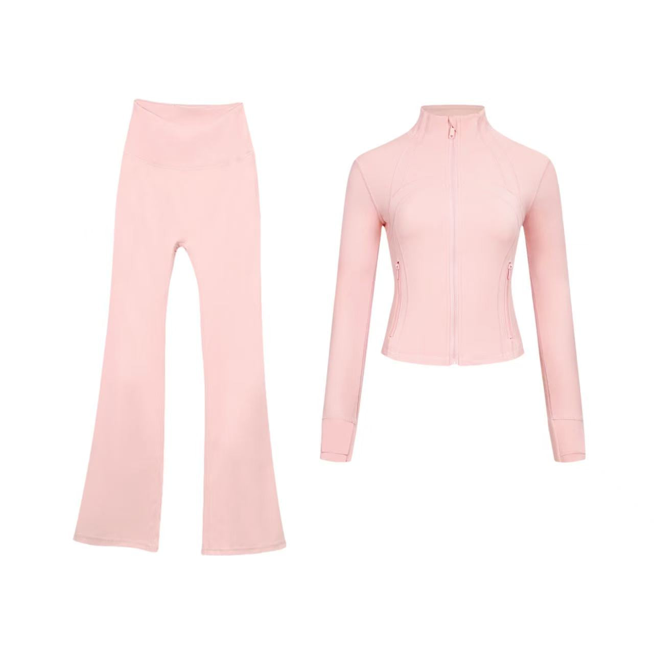 Short DF jacket and wide-leg pants set