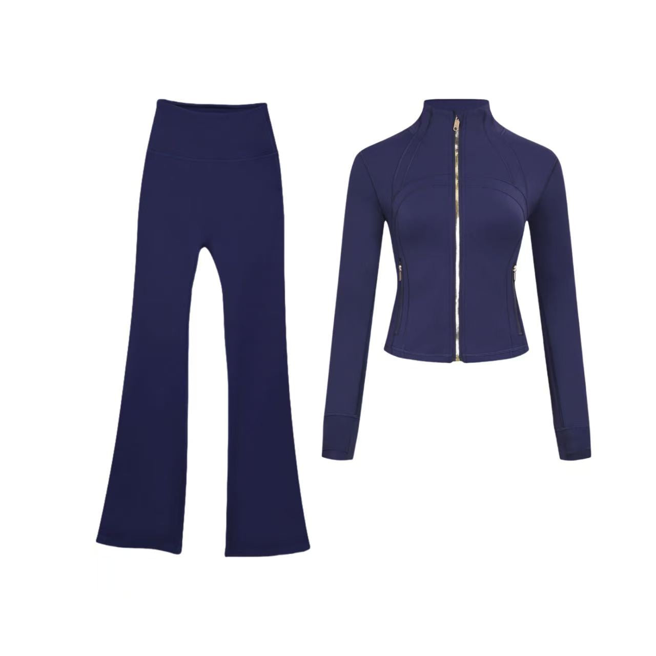 【Gold zipper】Short DF jacket and wide-leg pants set