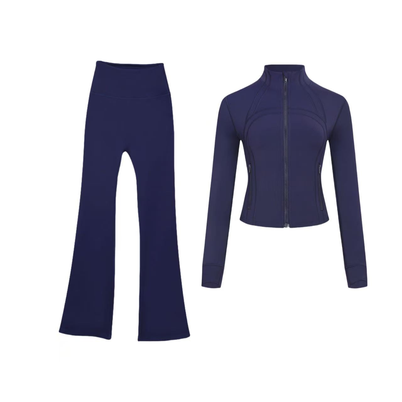 Short DF jacket and wide-leg pants set