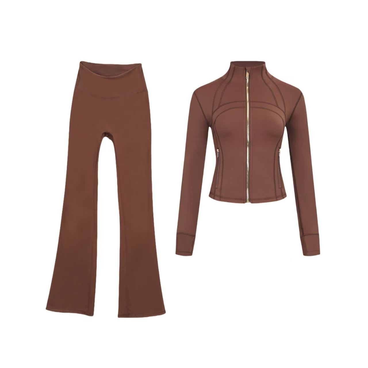 【Gold zipper】Short DF jacket and wide-leg pants set
