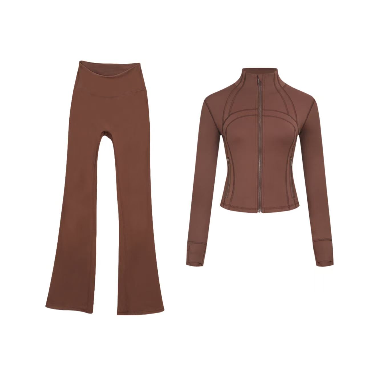 Short DF jacket and wide-leg pants set