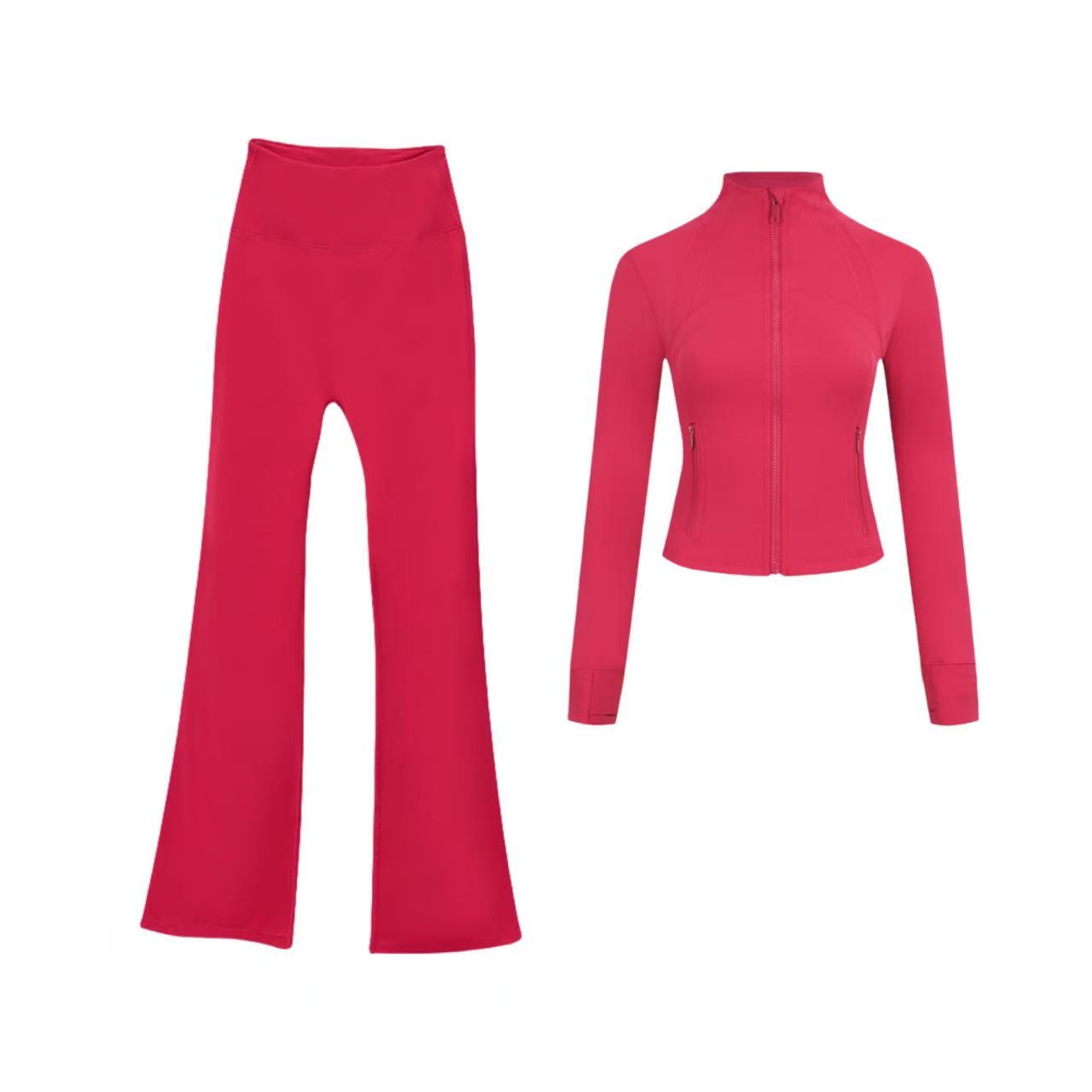 Short DF jacket and wide-leg pants set