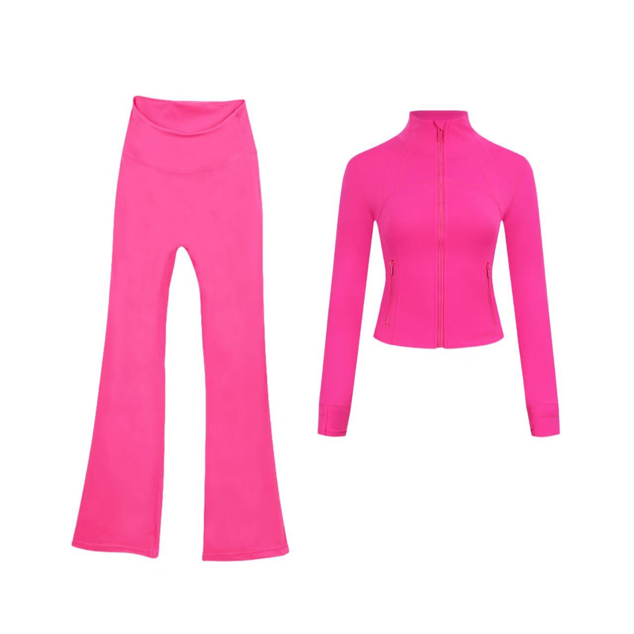 Short DF jacket and wide-leg pants set