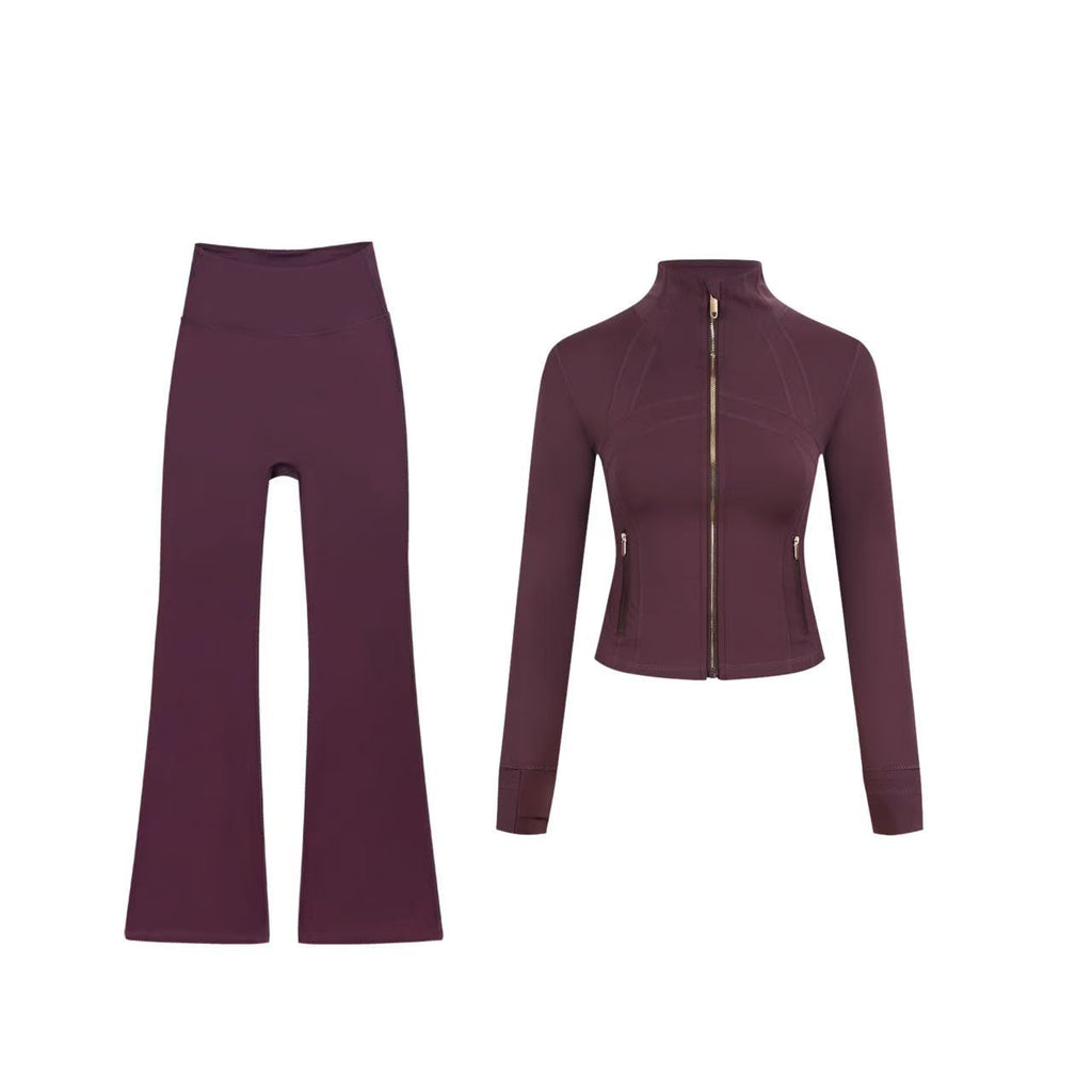 【Gold zipper】Short DF jacket and wide-leg pants set