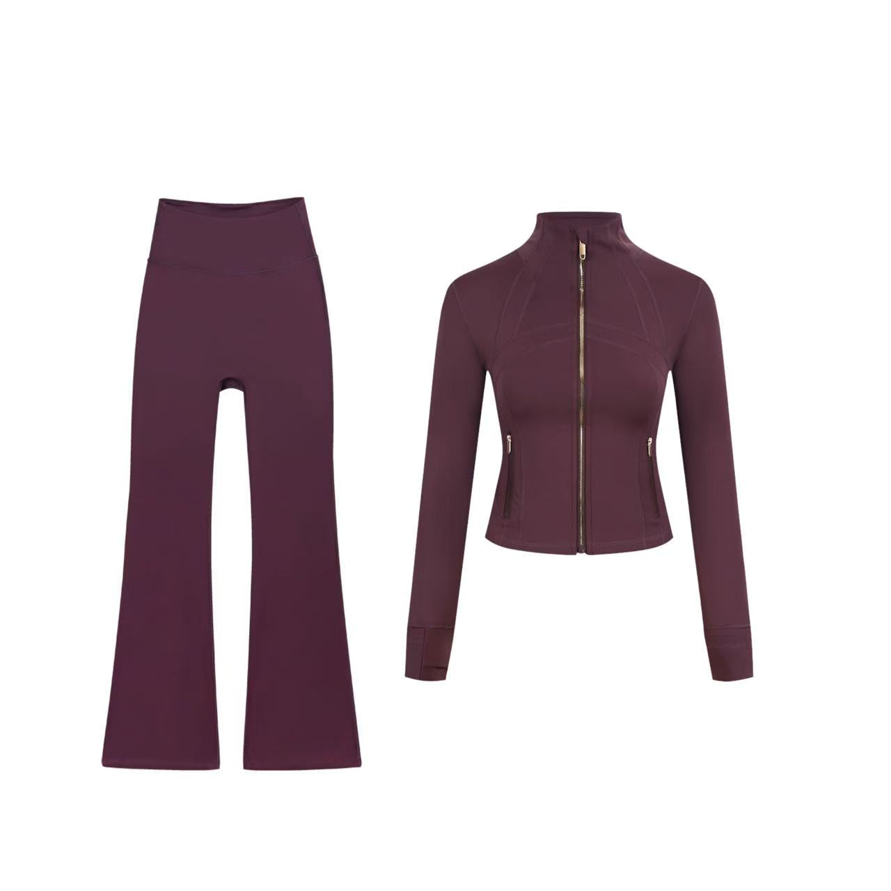 【Gold zipper】Short DF jacket and wide-leg pants set