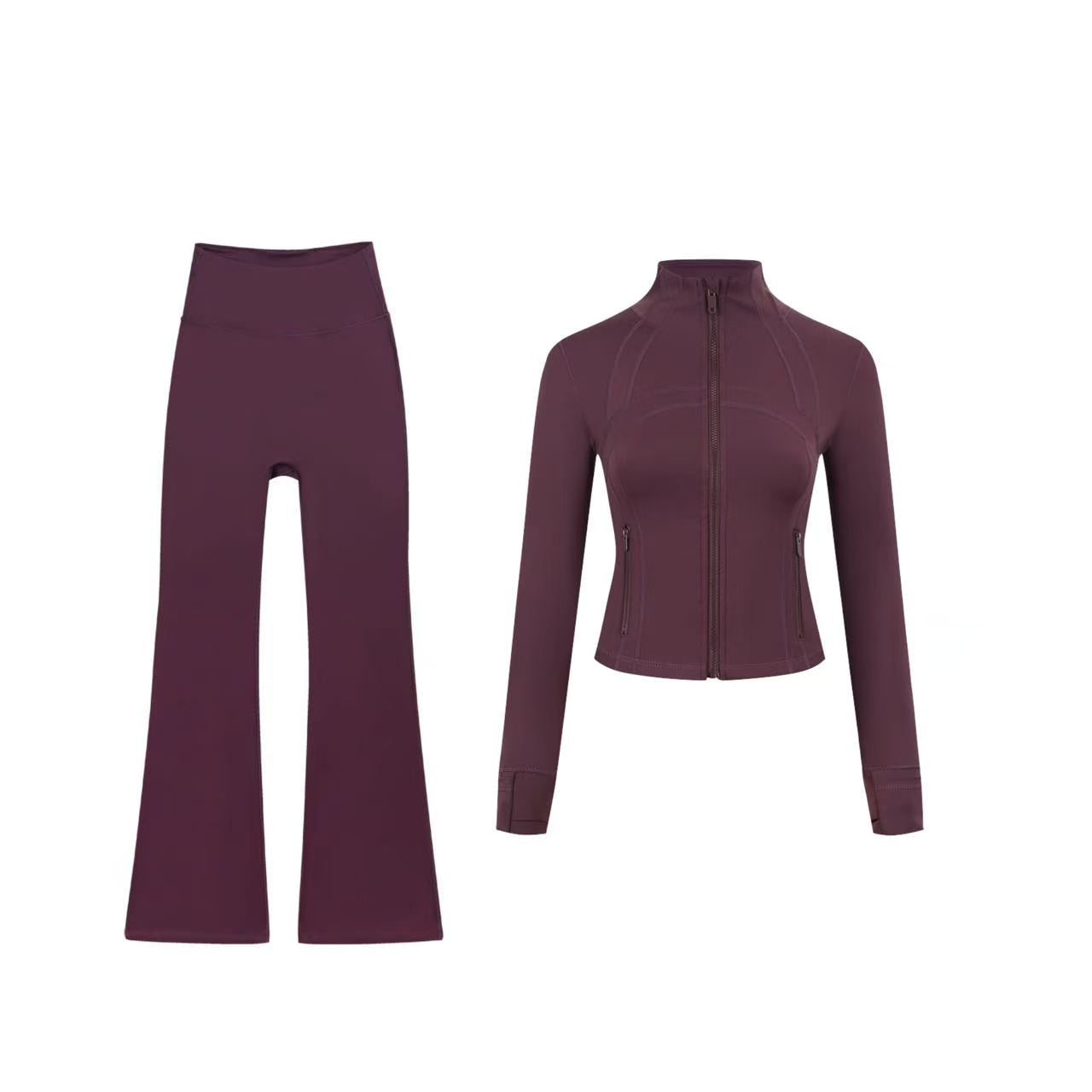 Short DF jacket and wide-leg pants set