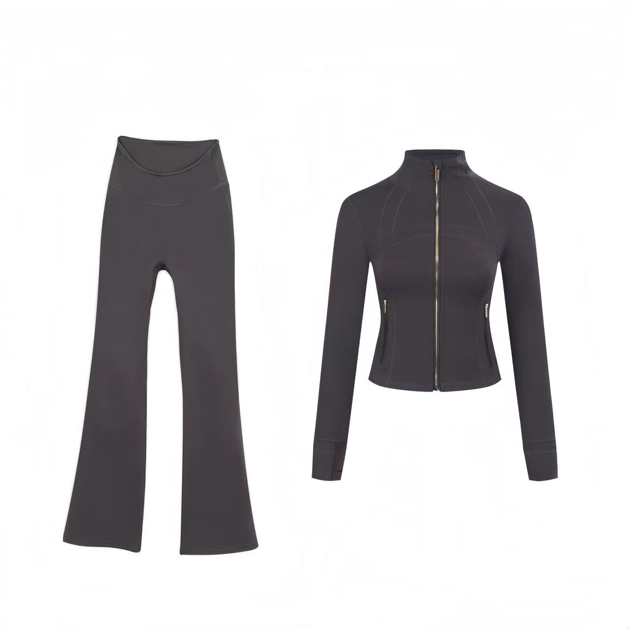 【Gold zipper】Short DF jacket and wide-leg pants set