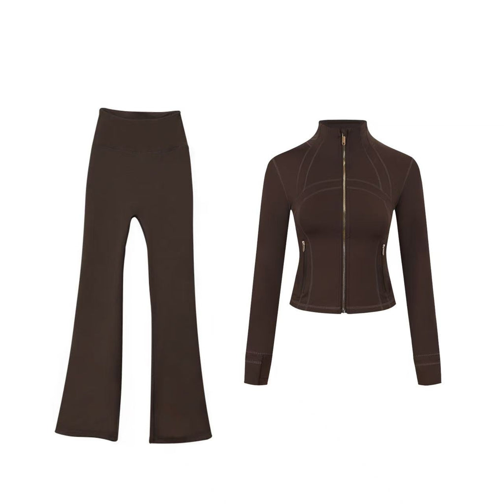 【Gold zipper】Short DF jacket and wide-leg pants set