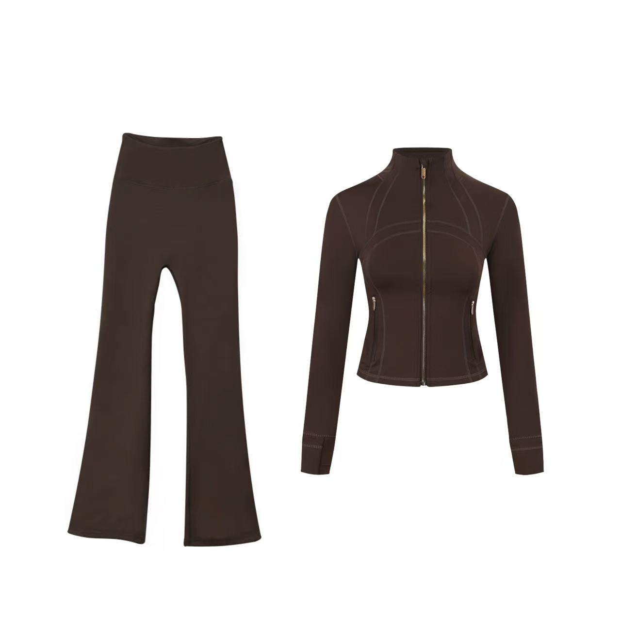 【Gold zipper】Short DF jacket and wide-leg pants set