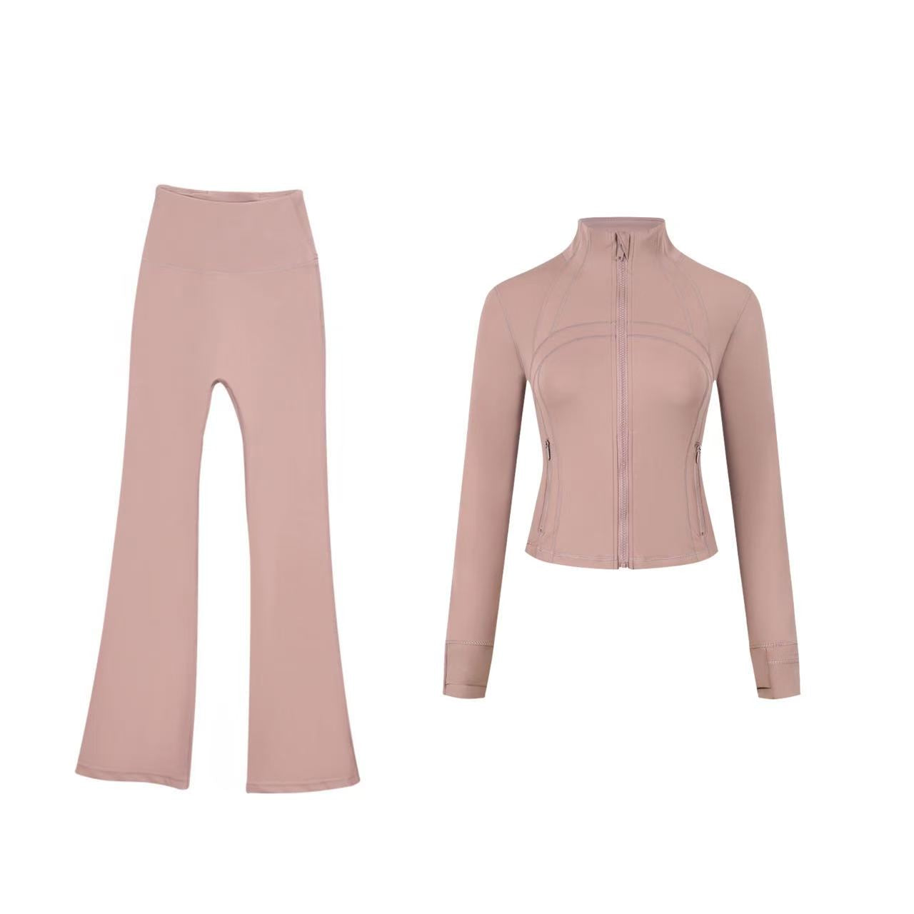 Short DF jacket and wide-leg pants set