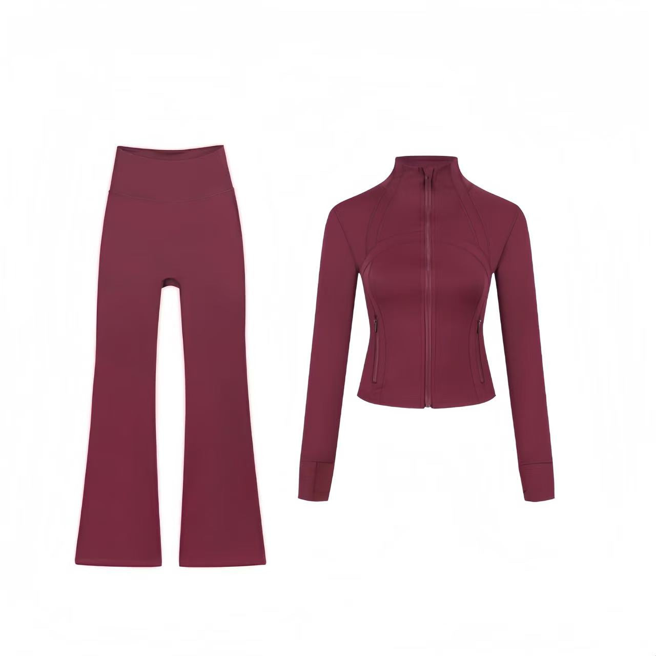 Short DF jacket and wide-leg pants set