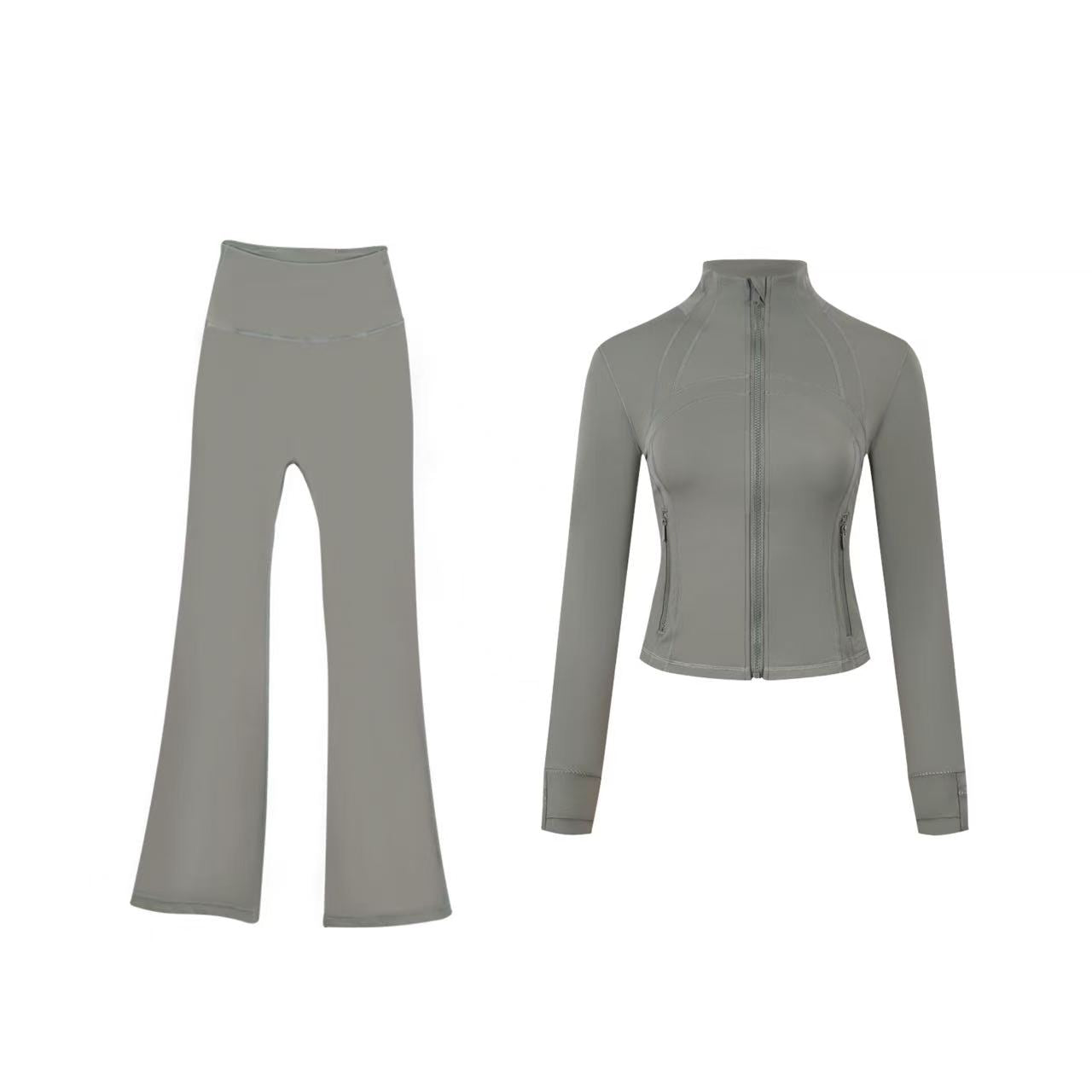 Short DF jacket and wide-leg pants set
