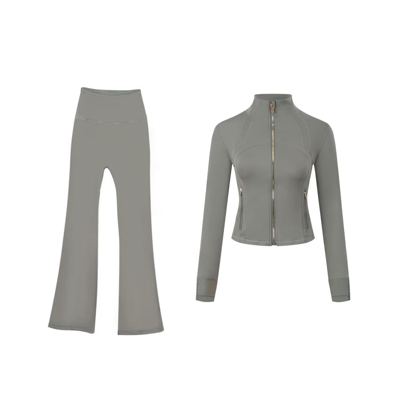 【Gold zipper】Short DF jacket and wide-leg pants set