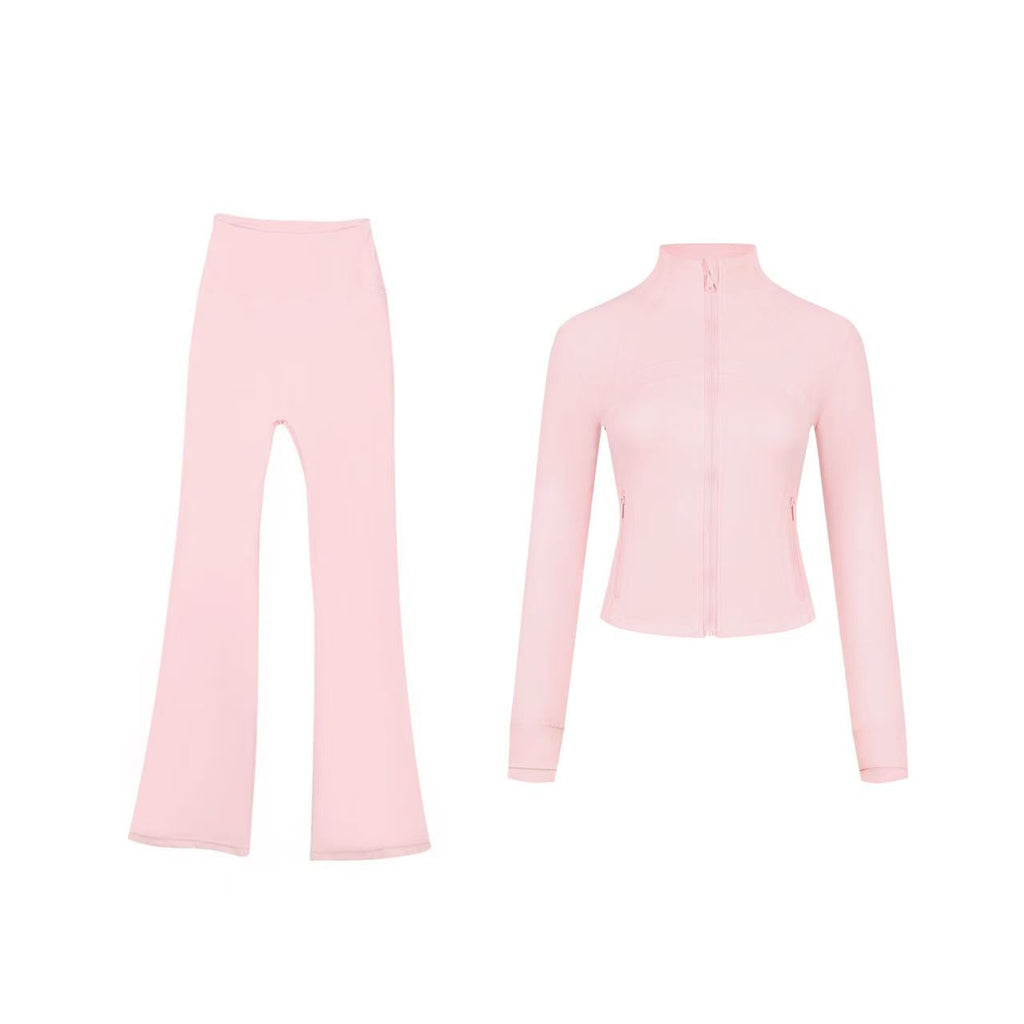Short DF jacket and wide-leg pants set