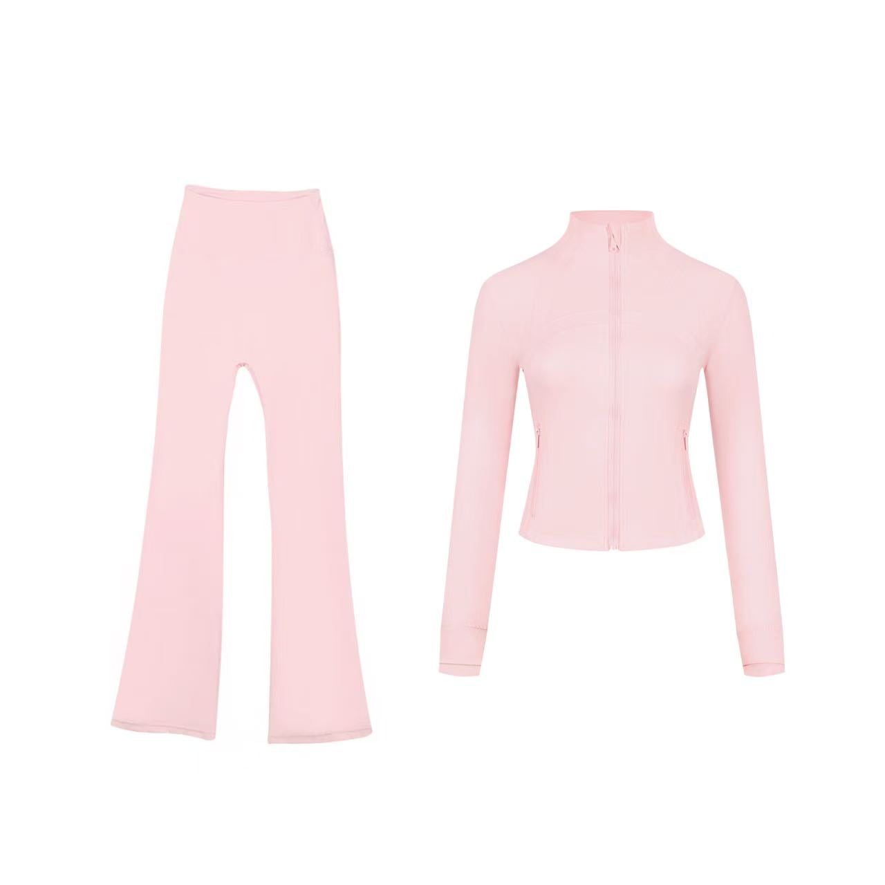 Short DF jacket and wide-leg pants set