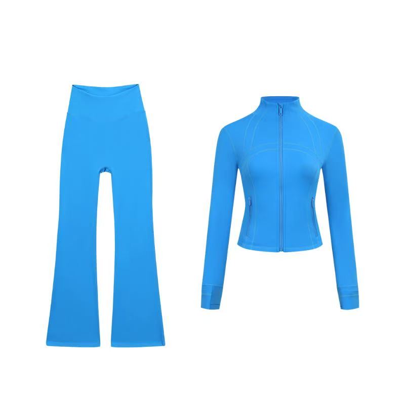 Short DF jacket and wide-leg pants set