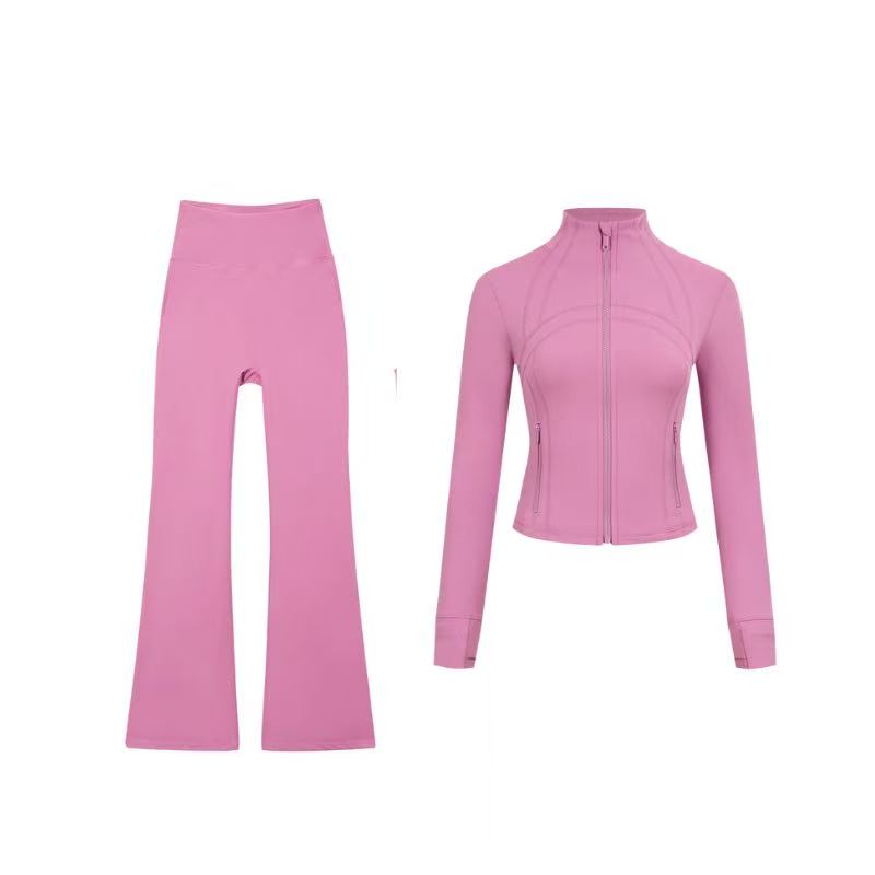 Short DF jacket and wide-leg pants set