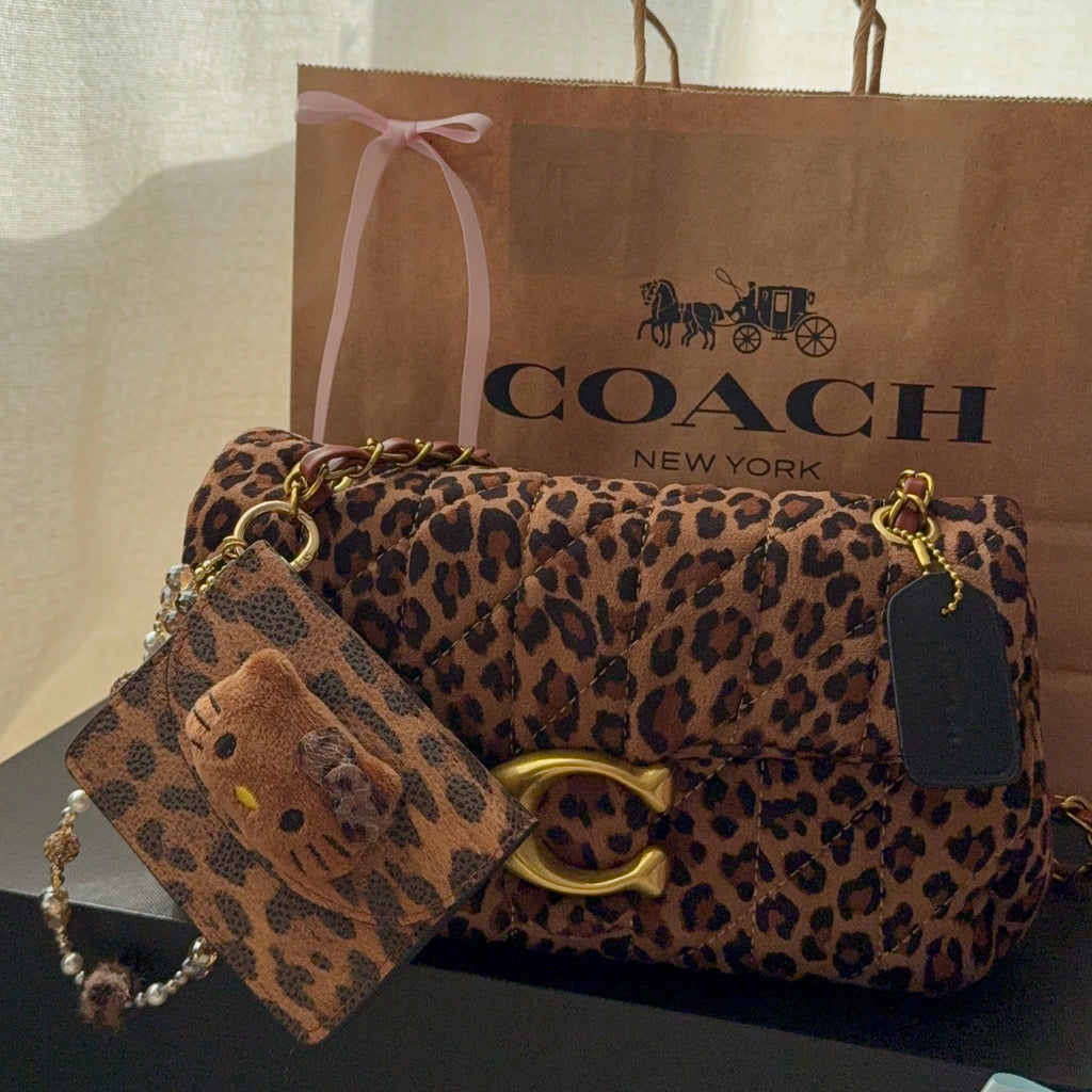 Suede Leopard Print Tabby Bag