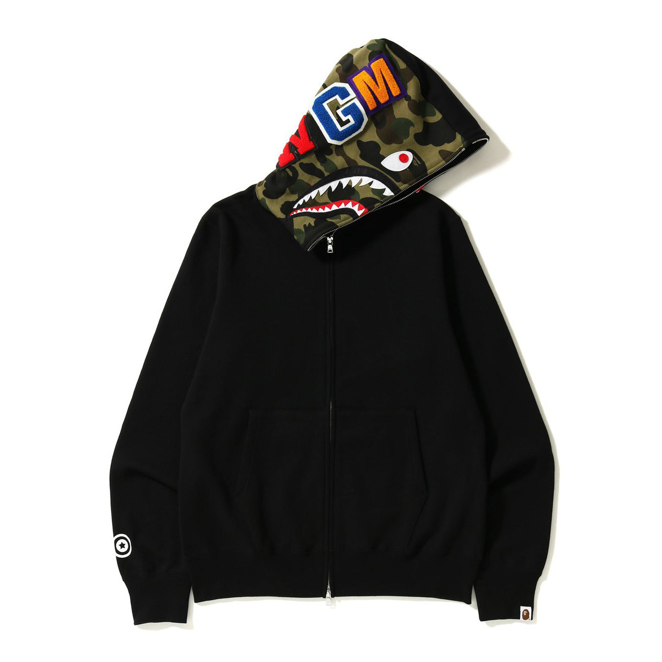 Top-tier version BA** Shark Hoodie Camo Patchwork Fleece Hoodie Jacket
