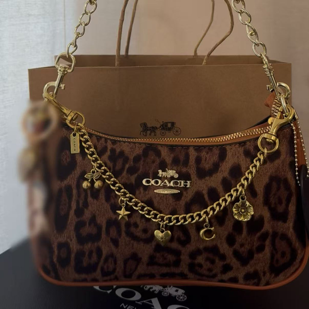 Leopard Print Teri Bag with charm