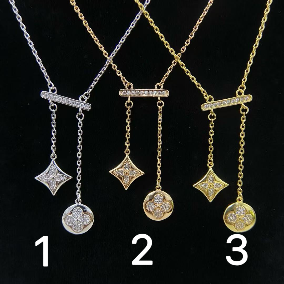 L&V Double Pendant Necklace