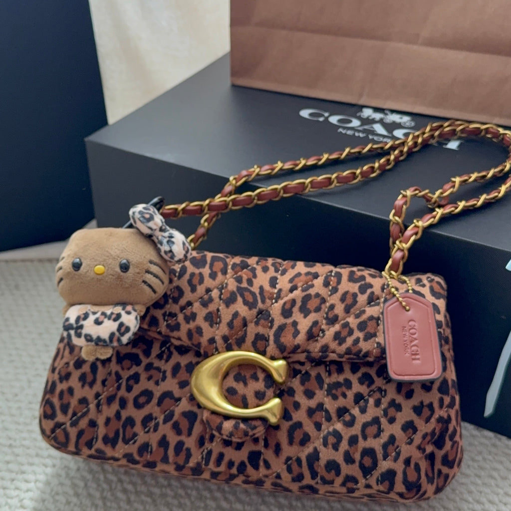 Suede Leopard Print Tabby Bag