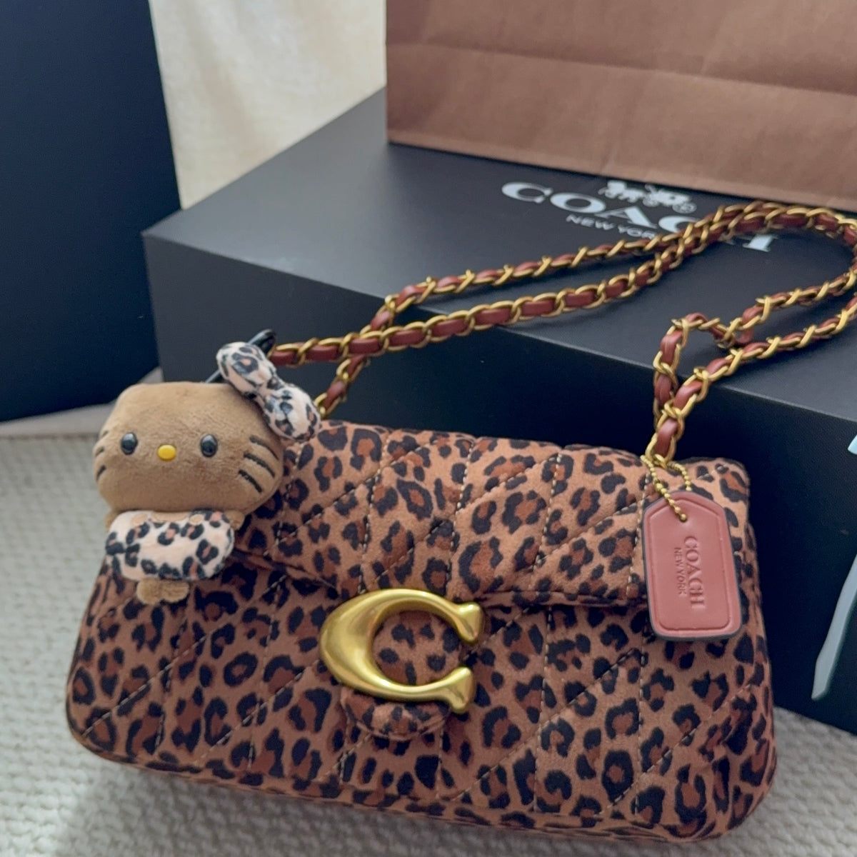 Suede Leopard Print Tabby Bag