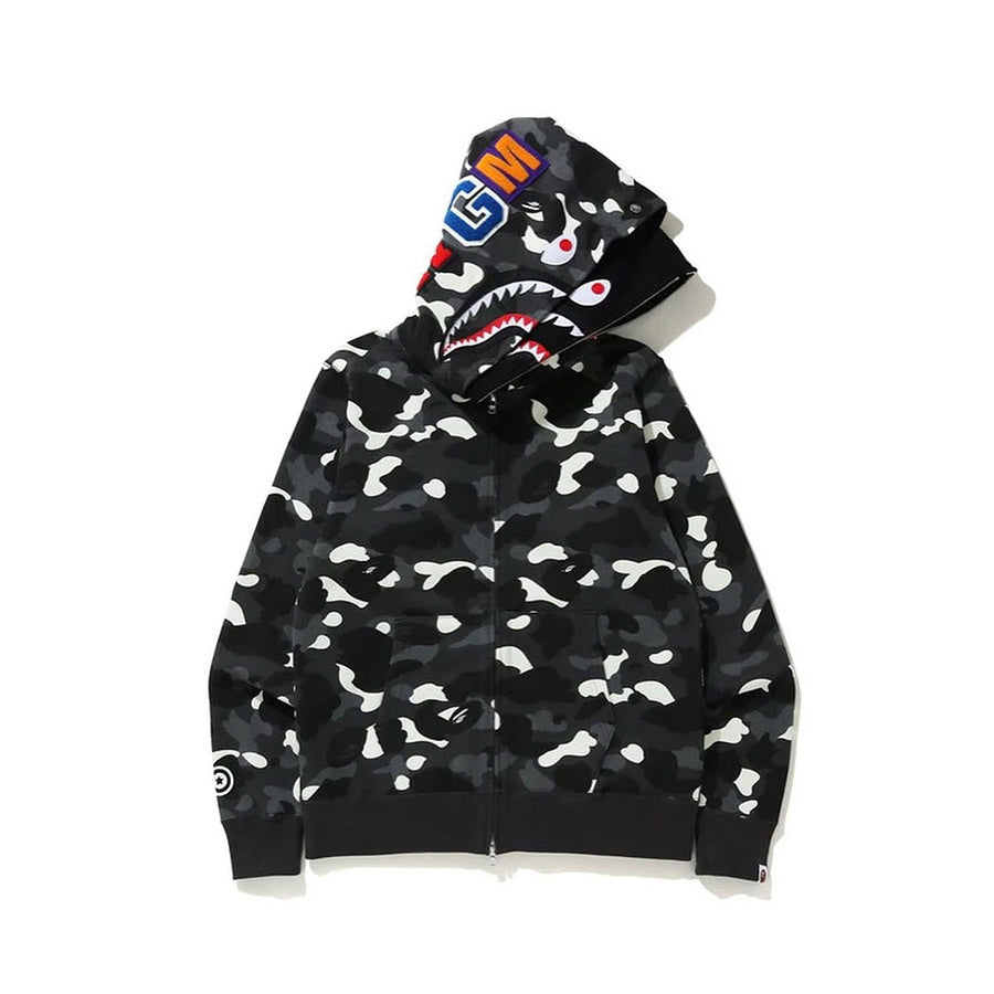 Top-tier version BA** Speckled Glow-in-the-Dark Shark Head Double Hood Hoodie