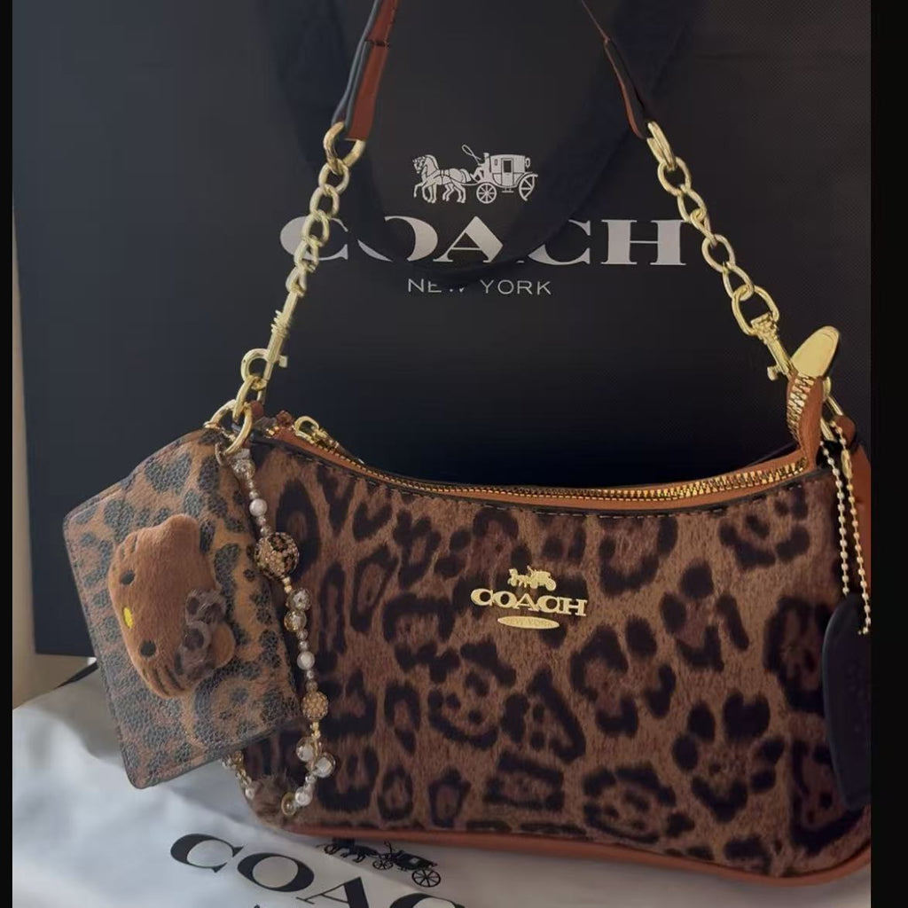 Leopard Print Teri Bag with charm