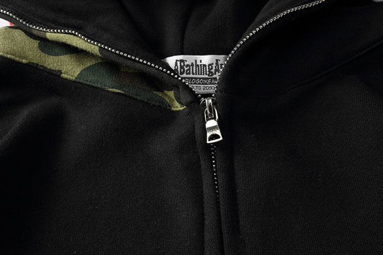 Top-tier version BA** Shark Hoodie Camo Patchwork Fleece Hoodie Jacket