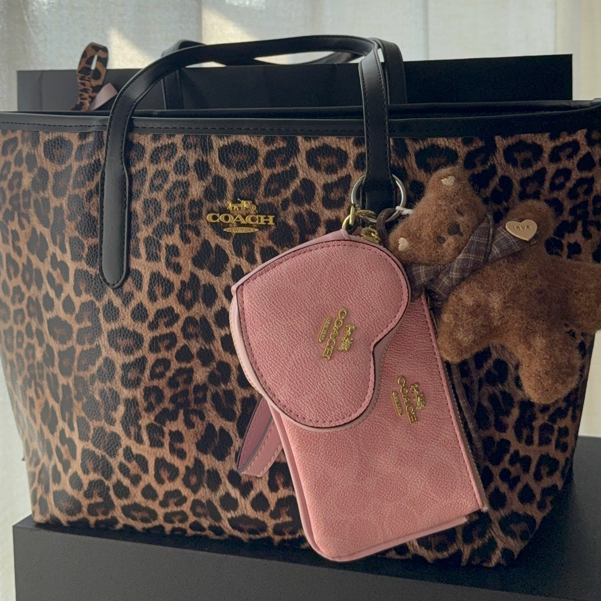 Leopard Tote + Wallet Set