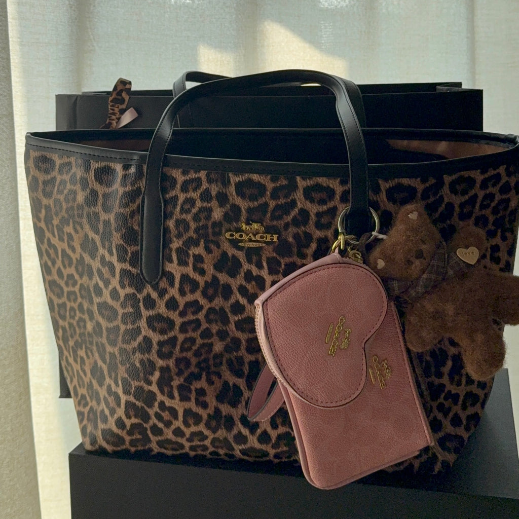 Leopard Tote + Wallet Set