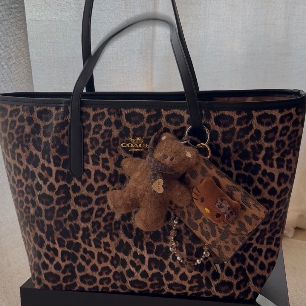Leopard Tote + Wallet Set