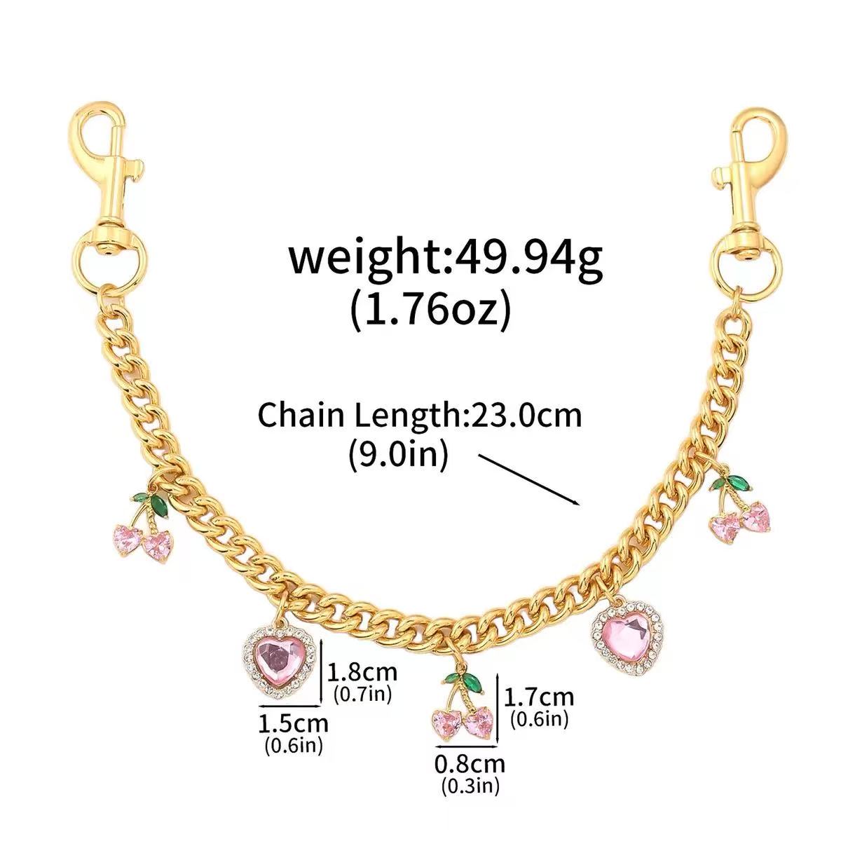 Pink Rhinestone Cherry Charm
