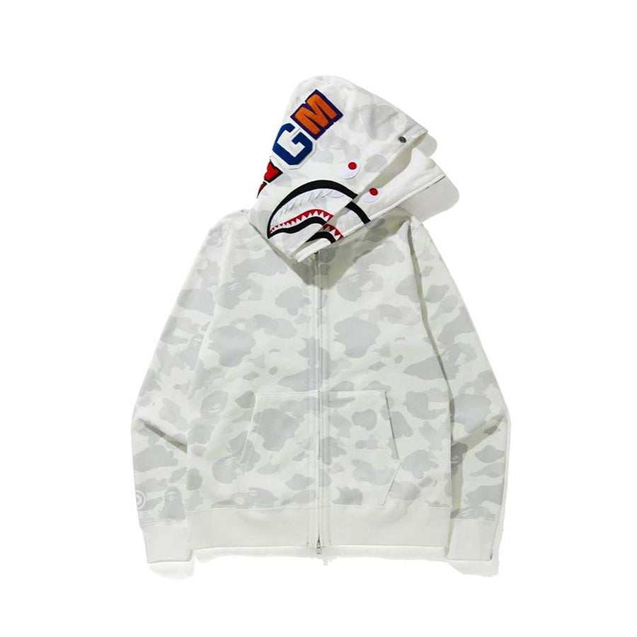 Top-tier version BA** Speckled Glow-in-the-Dark Shark Head Double Hood Hoodie
